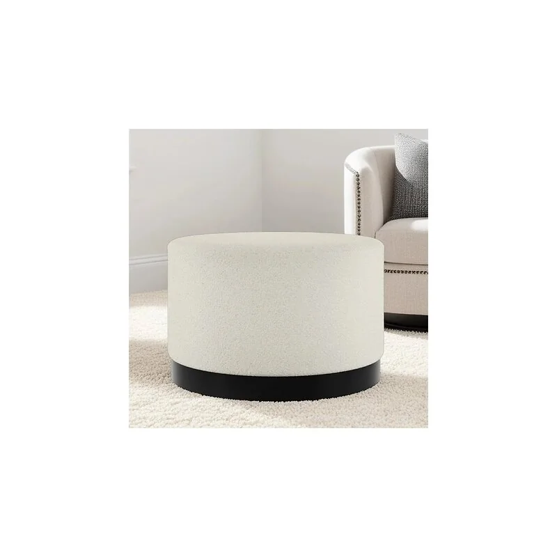 LPD Lara Pouffe Ivory Boucle / Matte Black Large image 3