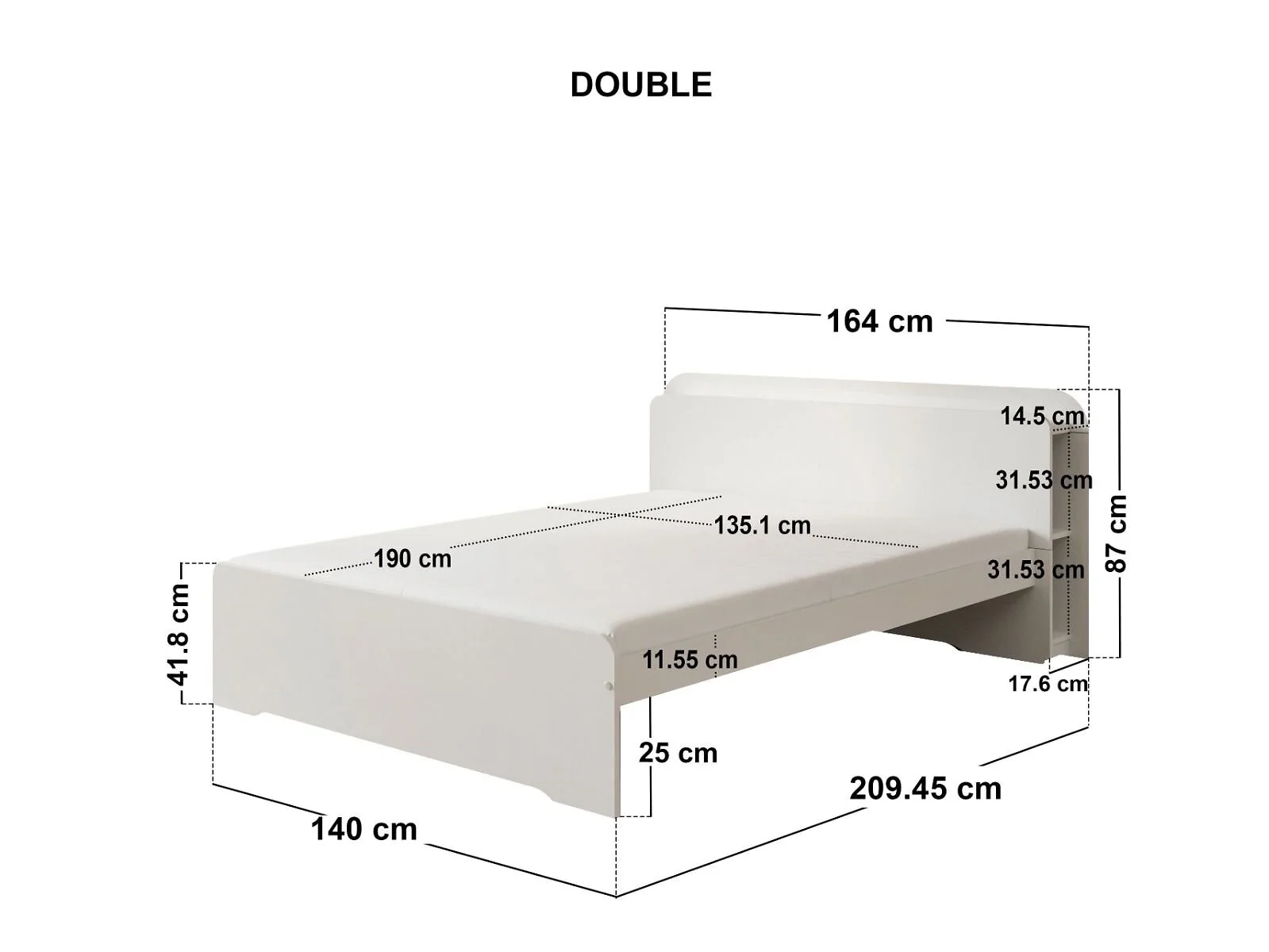 Noomi Evie Wooden Bookcase Bed with Headboard Shelves – view 6