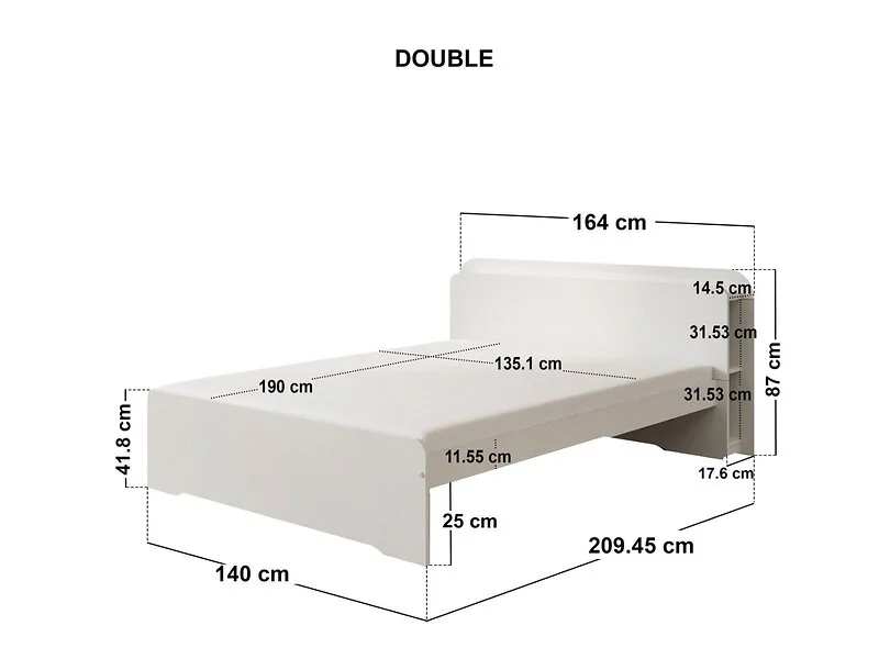 Noomi Evie Wooden Bookcase Bed with Headboard Shelves – view 6