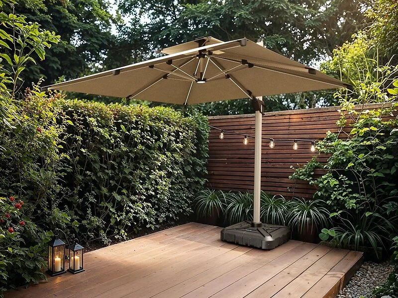 SOLACE+CO Soleil 3m square garden parasol with solar LED lights - view 8