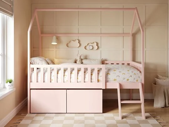 Flair Explorer single mid sleeper house bed with toy box