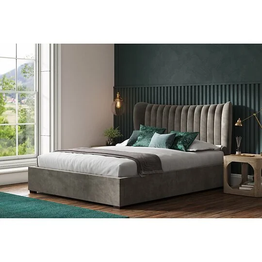 Emporia Beds Harcourt Velvet Ottoman Mid Grey