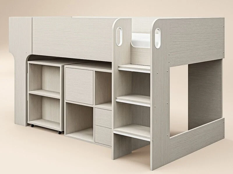 Flair Leo white oak mid sleeper with desk - view 12