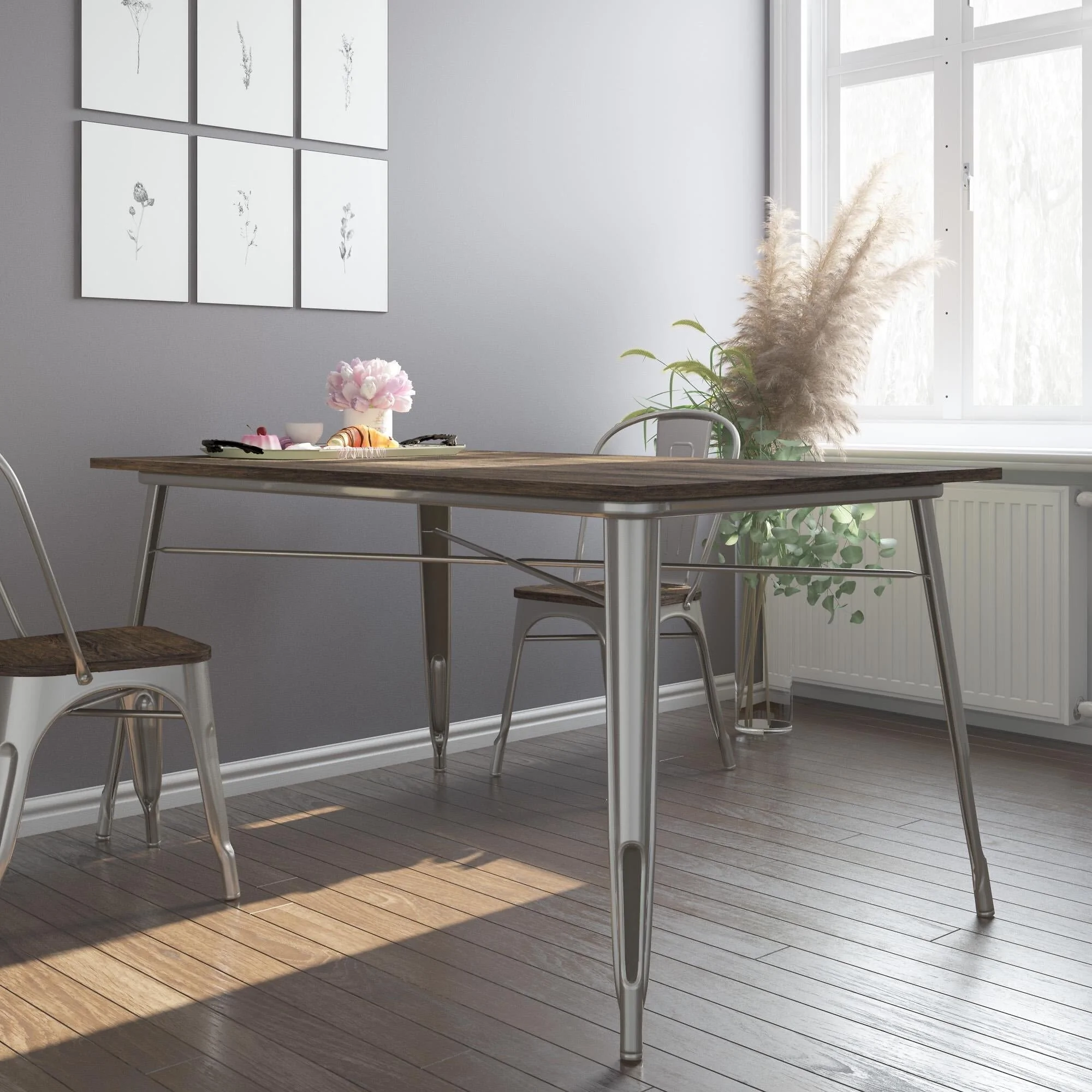 Dorel Fusion Rectangular Dining Table Antique Gun Metal