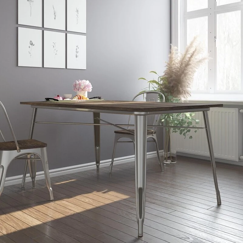 Dorel Fusion Rectangular Dining Table Antique Gun Metal