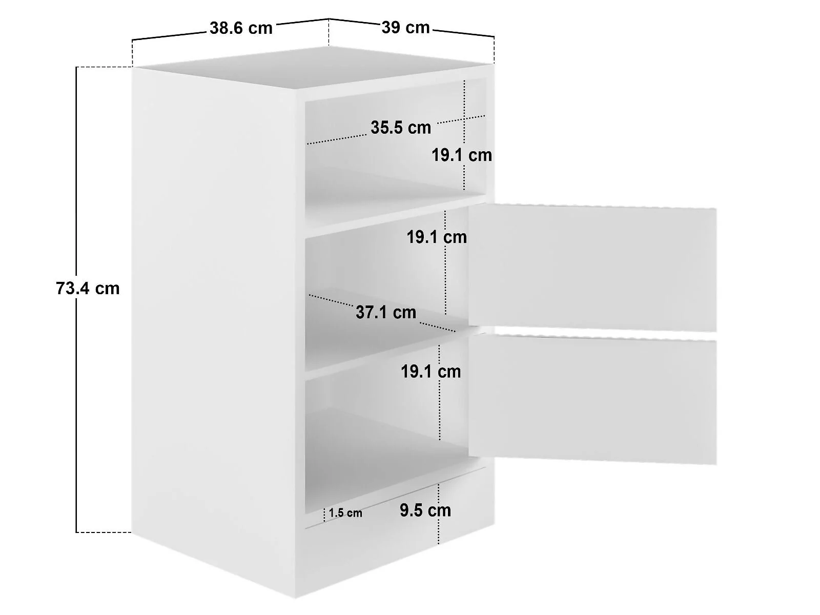 Flair Luca 3 tier storage unit with ribbed doors - view 4