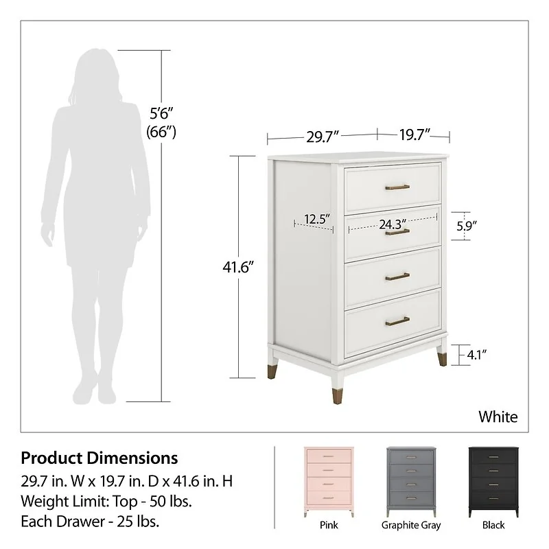 Dorel Westerleigh 4 Drawer Dresser view 3