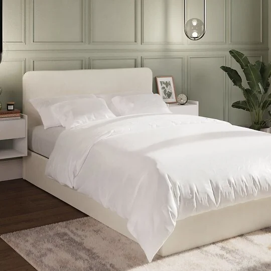 GFW Chiswick Side Lift Ottoman Bed in Natural Velvet with Hidden Storage
