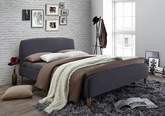 Time Living Geneva fabric upholstered bed frame with padded curved headboard