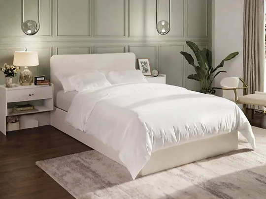 GFW Chiswick Side Lift Ottoman Bed in Natural Velvet with Hidden Storage