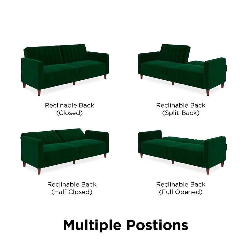 Dorel Pin Tufted Transitional Futon Velvet view 6