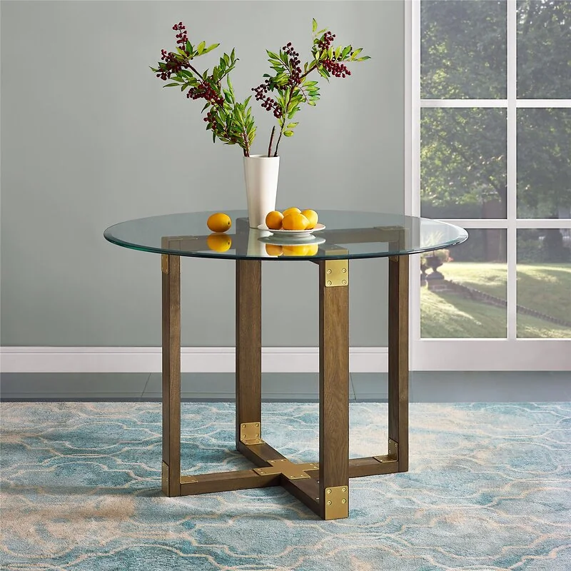Dorel Bronx Dining Table Oak Brass One Size view 2