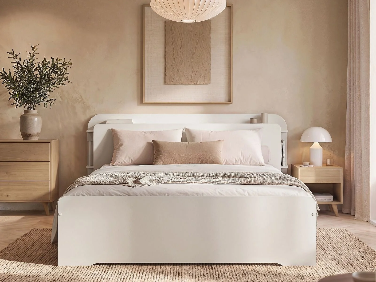 Noomi Evie Wooden Bookcase Bed with Headboard Shelves – view 2