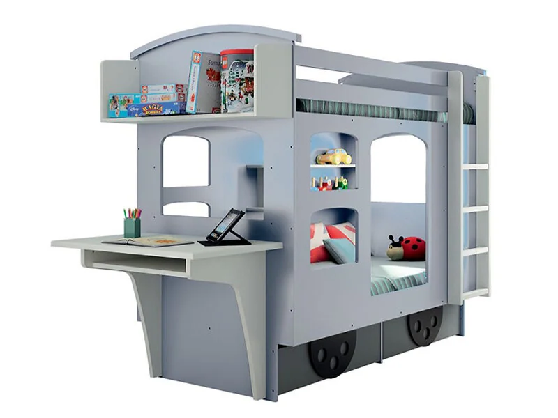 Wagon-style bunk bed with right-hand ladder