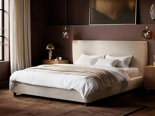 SOLACE+CO Luciana cream chenille platform bed