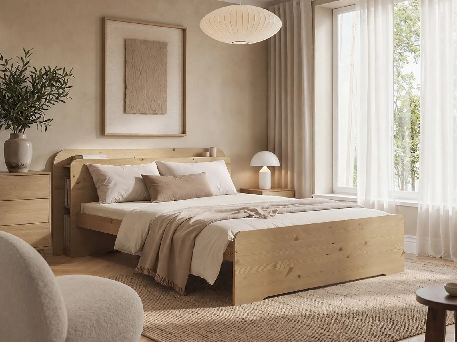 Noomi Evie Wooden Bookcase Bed with Headboard Shelves