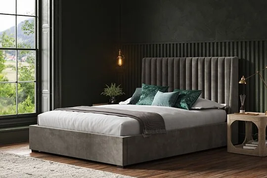 Emporia Beds Bramcote Grey Velvet Ottoman Storage Upholstered Bed