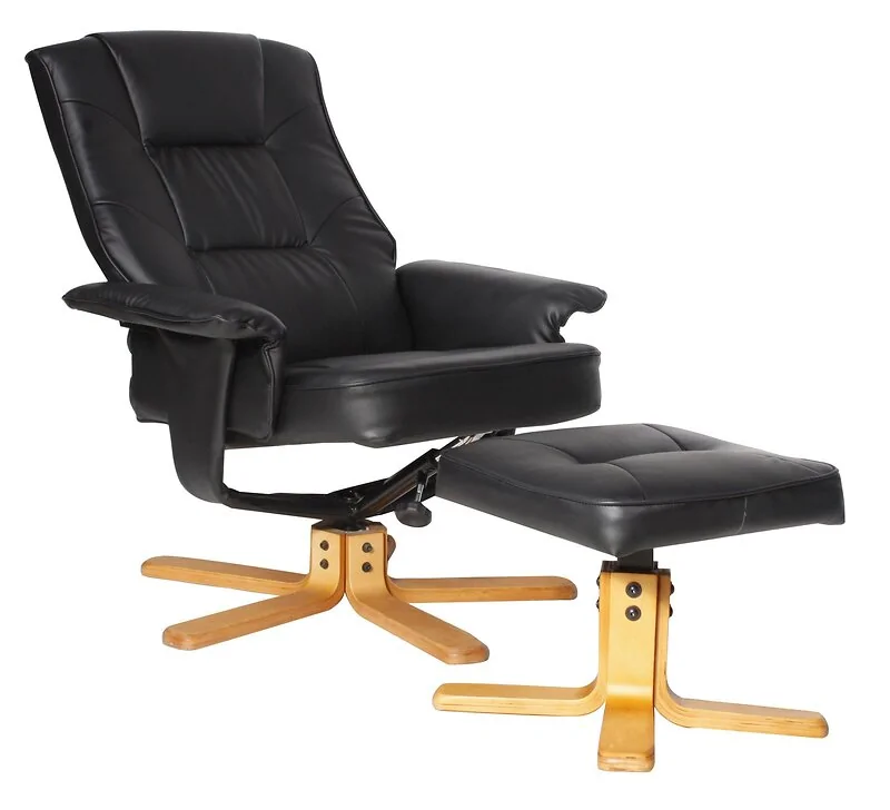 Dorel Drake Recliner + Footstool in Black