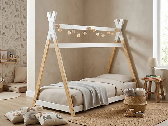 Kidsaw Jinsen white solid pine toddler house bed for 70 x 140cm cot bed mattress