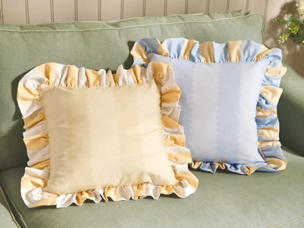 Furn Birdie Cotton Slub Stripe Ruffle Polyester Cushion