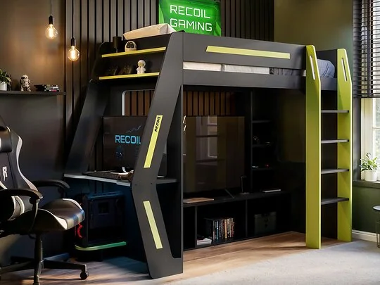 Recoil Alister gaming high sleeper with TV stand