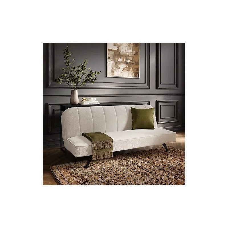 LPD Burlington Sofa Bed Ivory Boucle / Matte Black