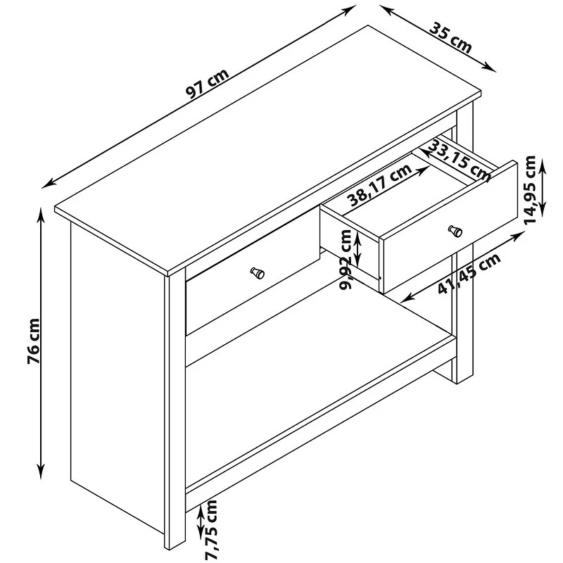 Dorel Emerald Console Table Grey Oak Look view 2