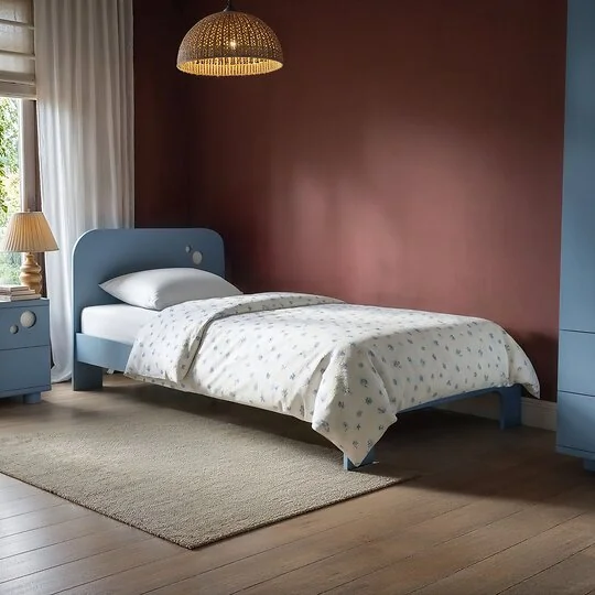 Flair Livana white and blue single bed