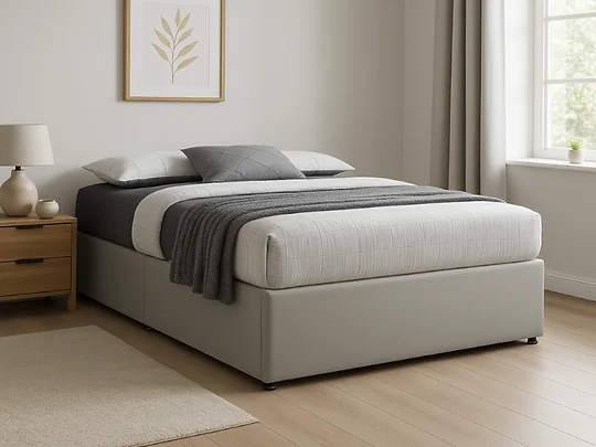 Sareer Flat-Pack Divan Bed Base Light Grey Velvet