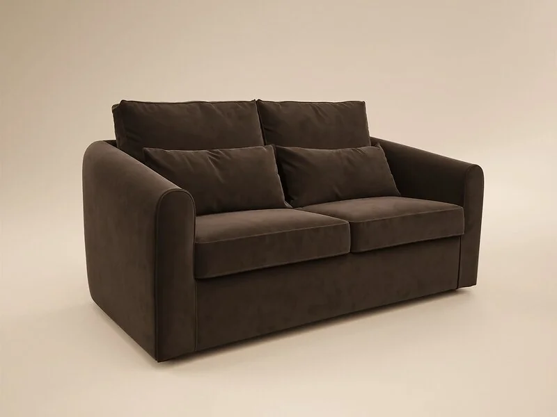 SOLACE+CO Rune brown velvet sofa bed - view 4