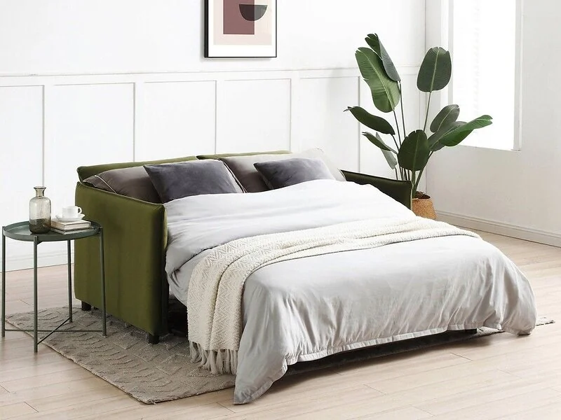 Kyoto Blaire pop-up sofa bed in burnt orange velvet with black legs