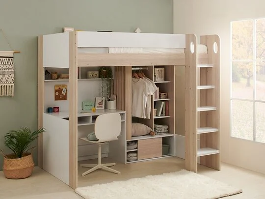 Flair Hampton high sleeper with desk and wardrobe