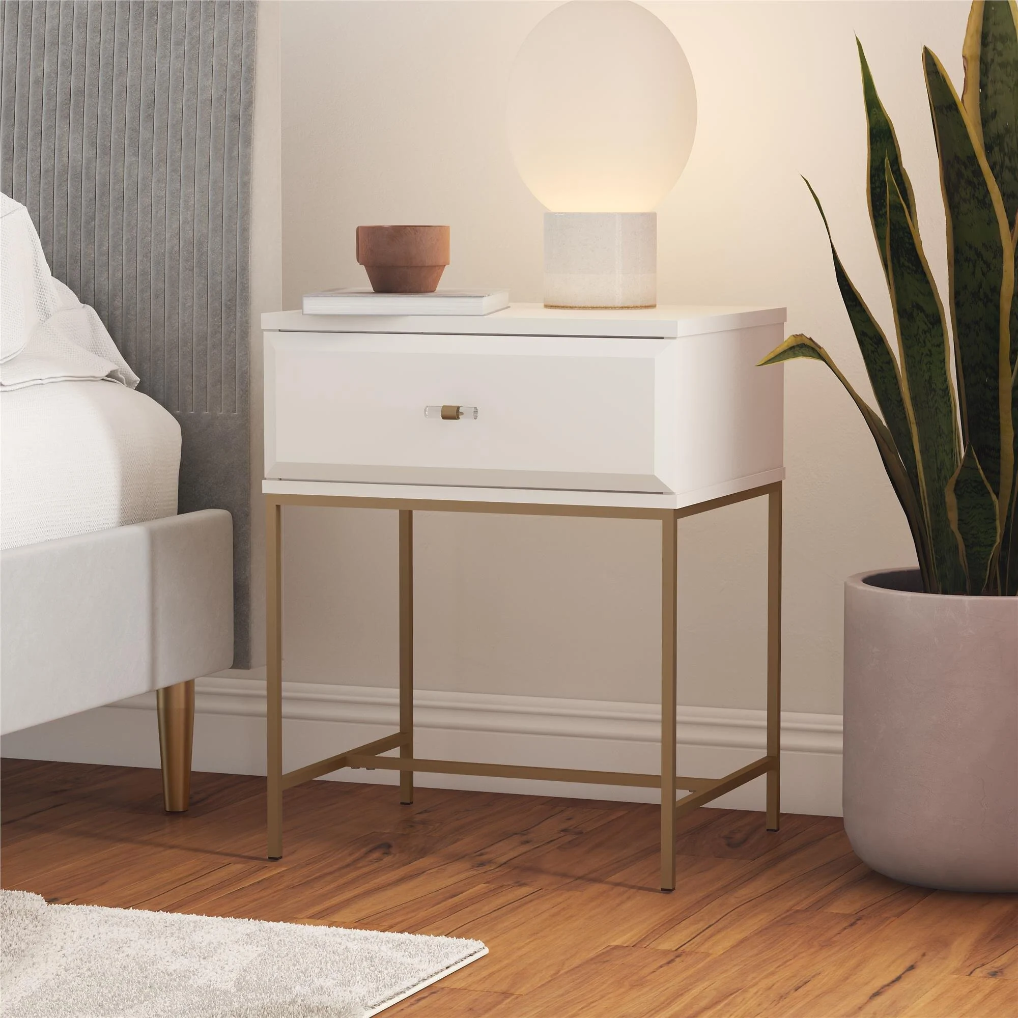 Dorel Effie Nightstand White view 2