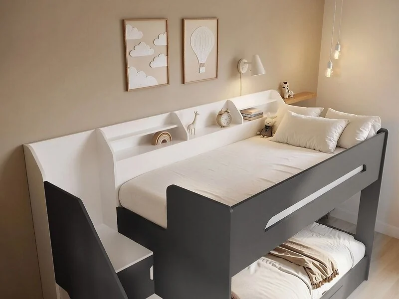 Flair Slick white and grey staircase bunk bed with storage - view 3