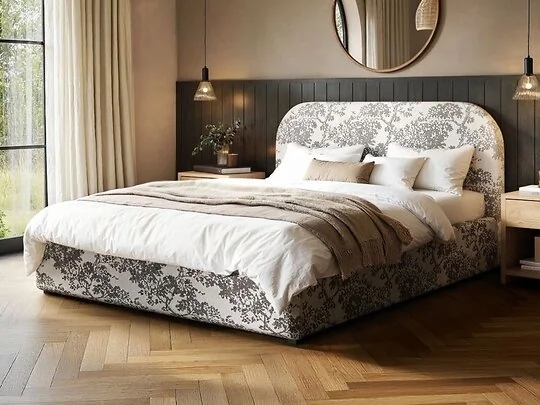 Flair Alba beige chenille pattern ottoman bed