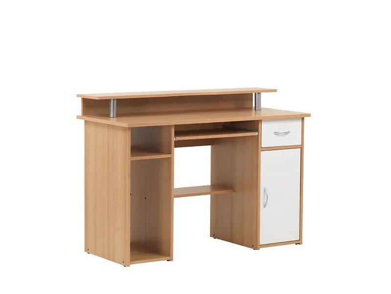 Dorel Albany Desk with 1 Door and 1 Drawer in Walnut White