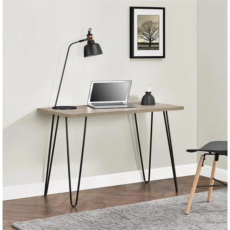Dorel Owen Retro Office Writing Desk in Rustic Oak