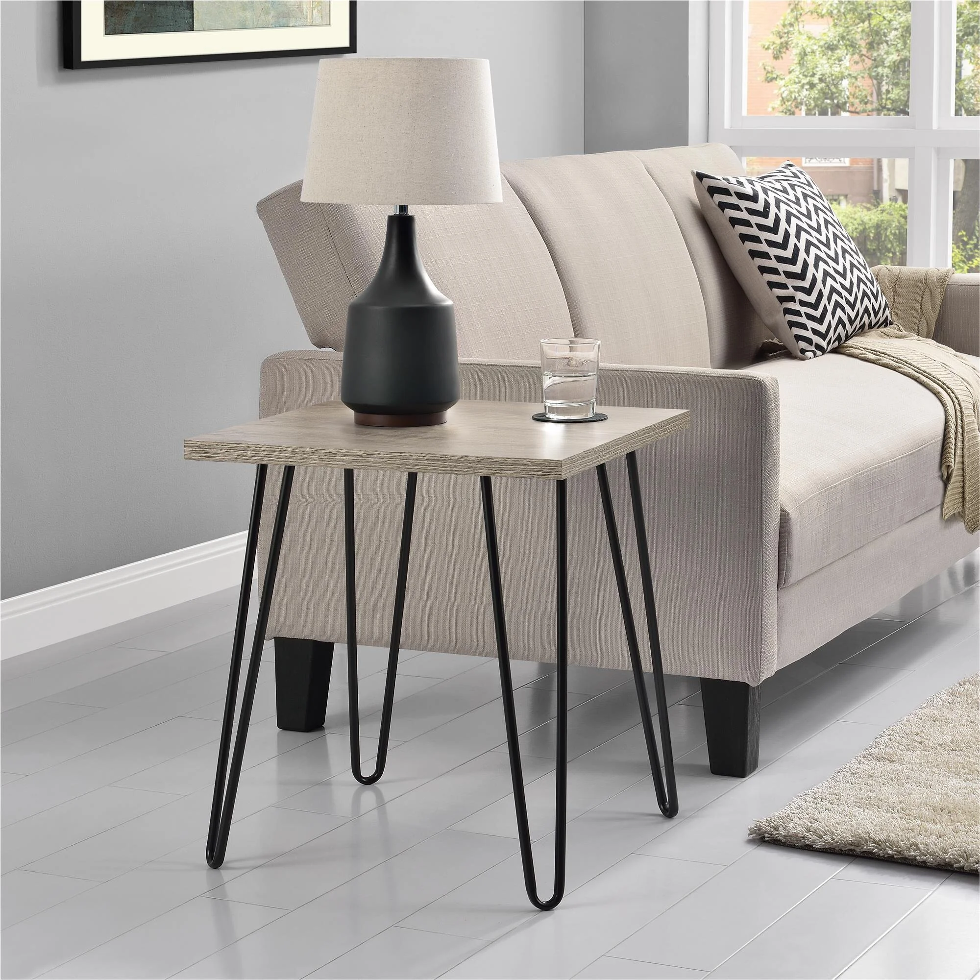 Dorel Owen End Side Table Rustic Oak Look