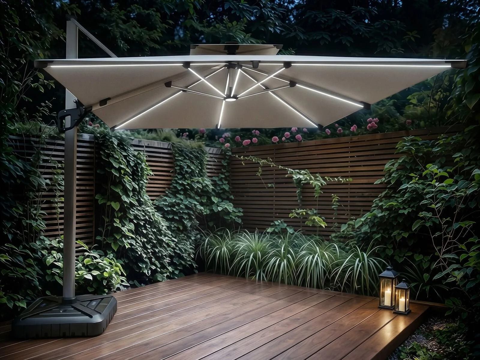 SOLACE+CO Soleil 3m square garden parasol with solar LED lights - view 2