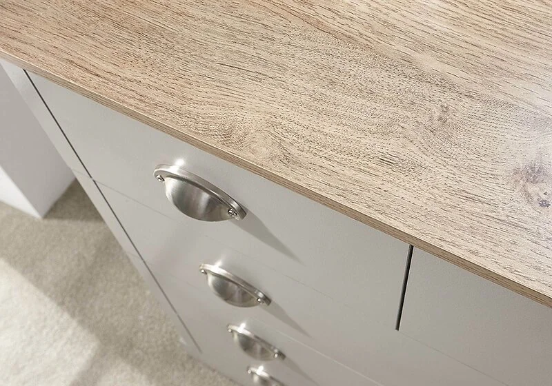 GFW Kendal 5 Drawer Chest with painted finish  oak effect top