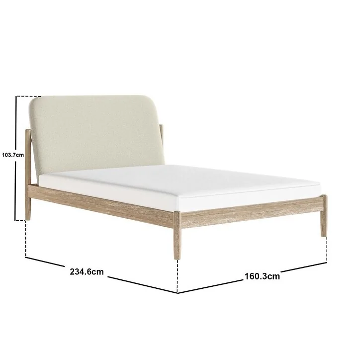Dimensions diagram: Flair Dahlia Linen Pillowback Wooden Bed Frame