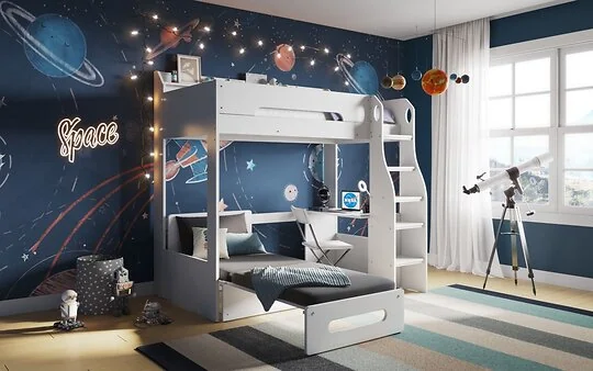 Flair Cosmic High Sleeper White With Futon