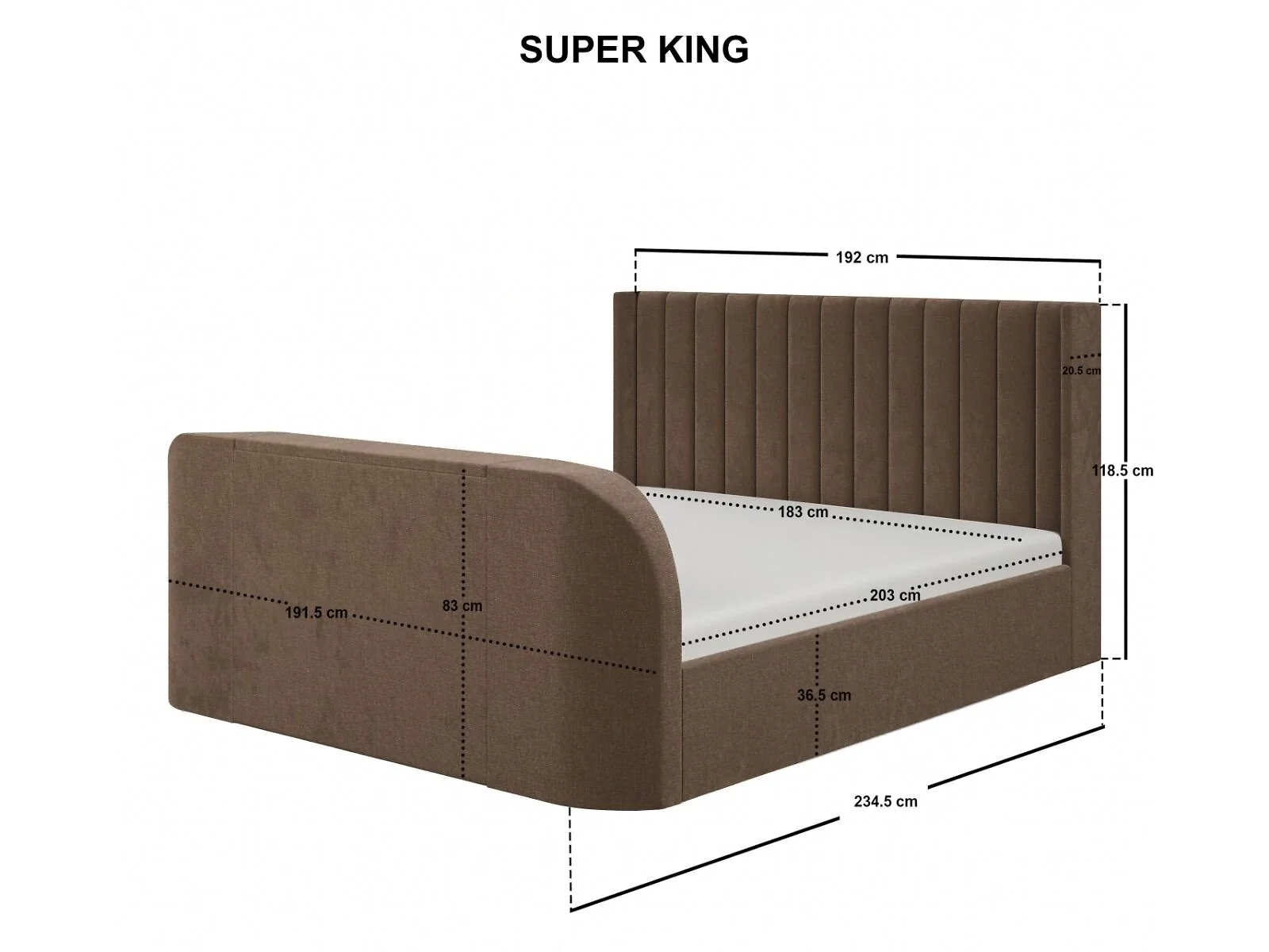 Flair Fallon TV Side Lift Ottoman Bed Brown Chenille – view 9