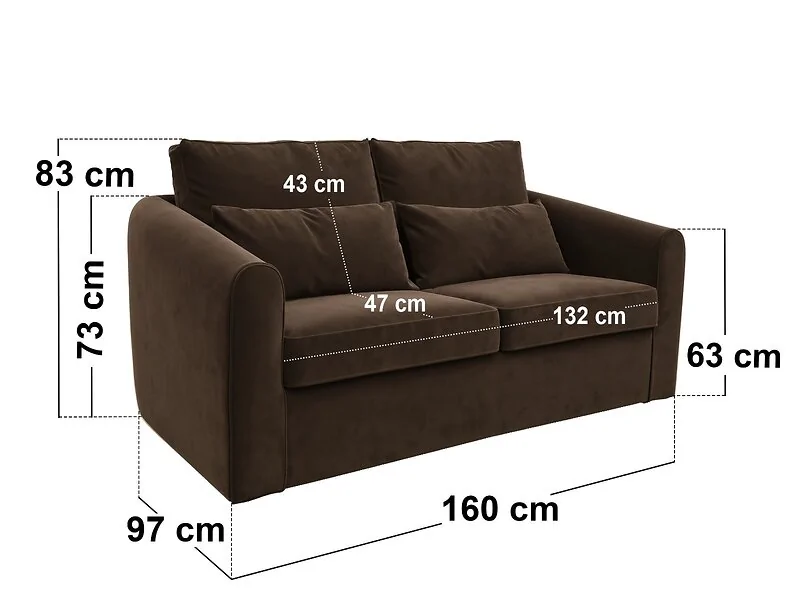 SOLACE+CO Rune brown velvet sofa bed - view 7
