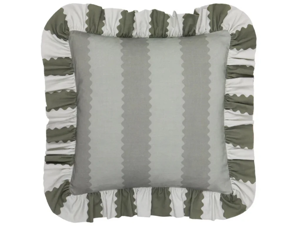 Furn Birdie Cotton Slub Stripe Ruffle Polyester Cushion
