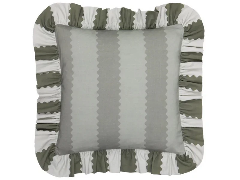 Furn Birdie Cotton Slub Stripe Ruffle Polyester Cushion