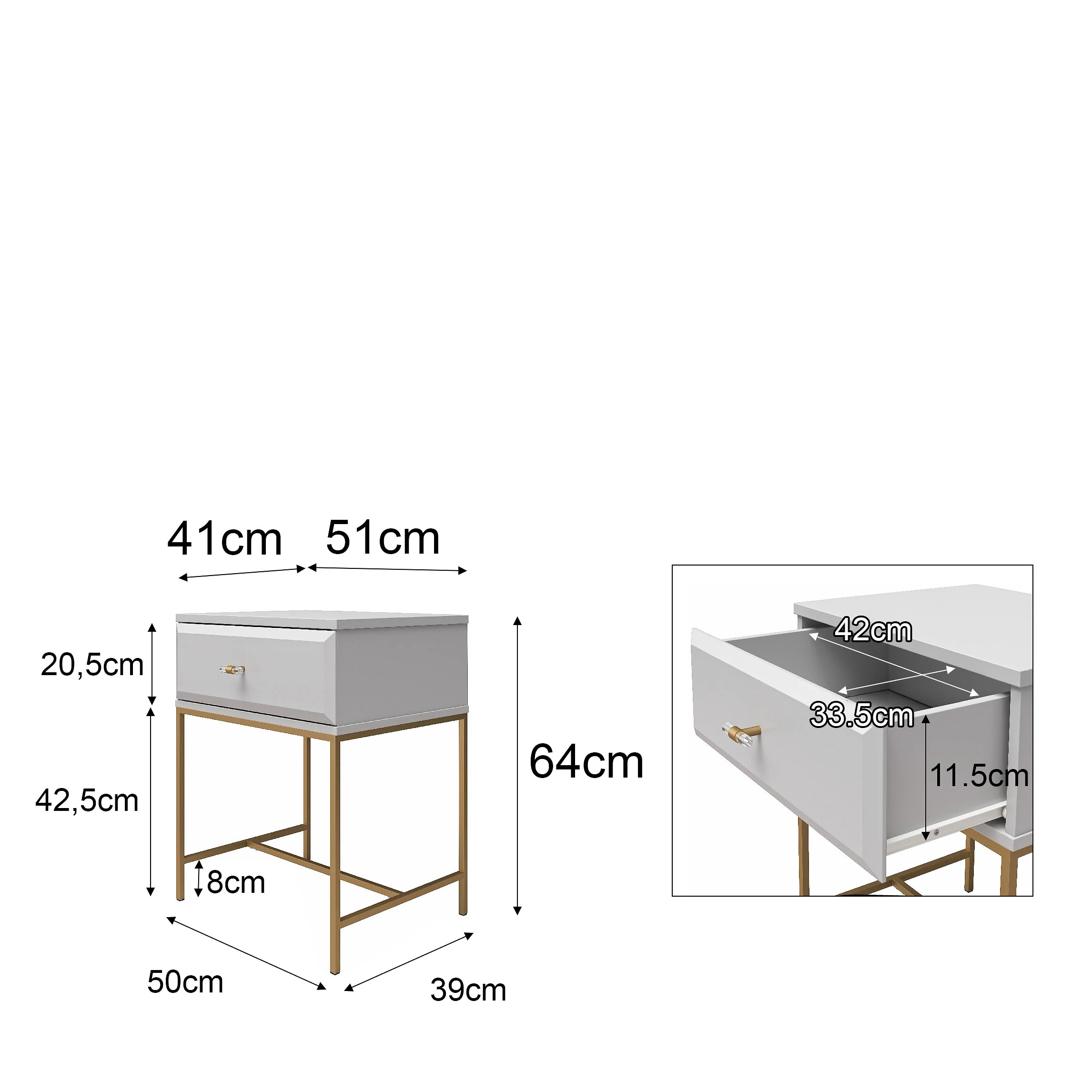 Dorel Effie Nightstand White view 3