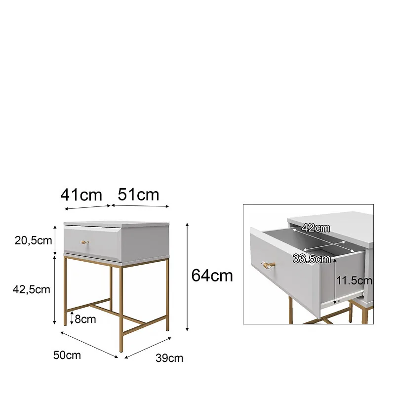 Dorel Effie Nightstand White view 3