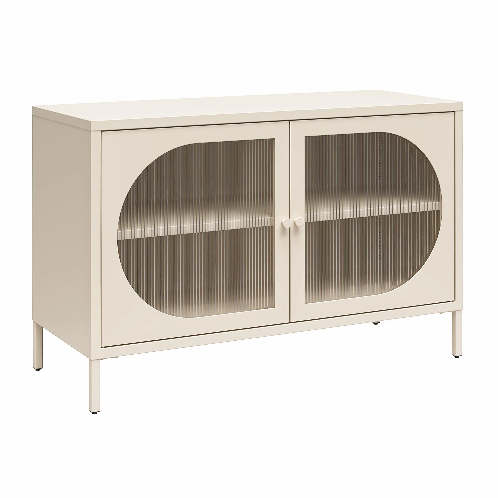 Dorel Luna W Accent Cabinet 2D FluWed Glass ParchmenW