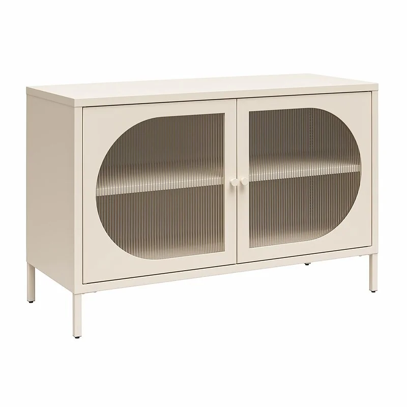 Dorel Luna W Accent Cabinet 2D FluWed Glass ParchmenW